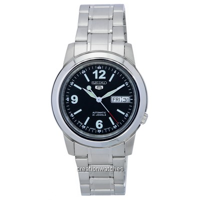 Relógio masculino Seiko 5 aço inoxidável mostrador preto automático SNKE63 SNKE63J1 SNKE63J