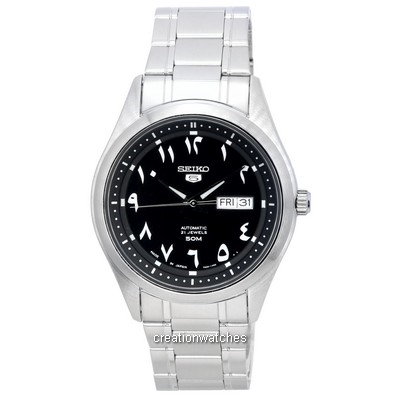 Seiko 5 aço inoxidável preto árabe mostrador automático SNKP21 SNKP21J1 SNKP21J relógio masculino