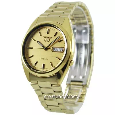 นาฬิกาข้อมือผู้ชาย Seiko 5 Automatic Gold Dial SNXL72K1 SNXL72K
