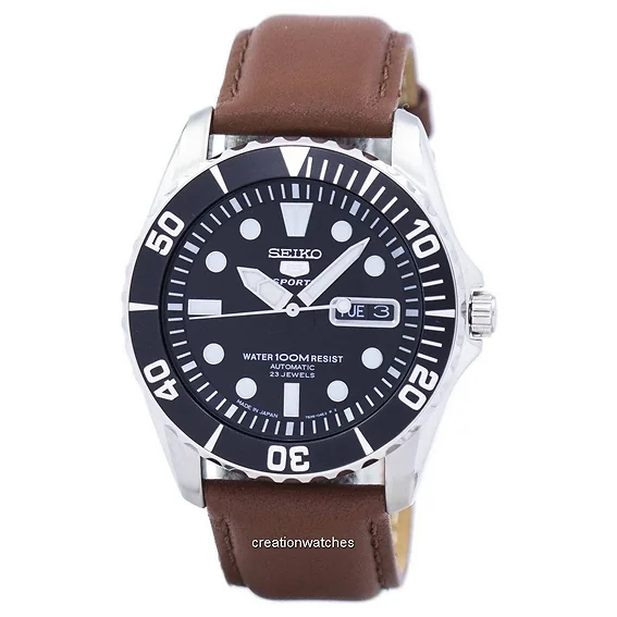 Seiko 5 Sports Automatic 23 Jewels Ratio Brown Leather SNZF17J1-LS12 Men's Watch