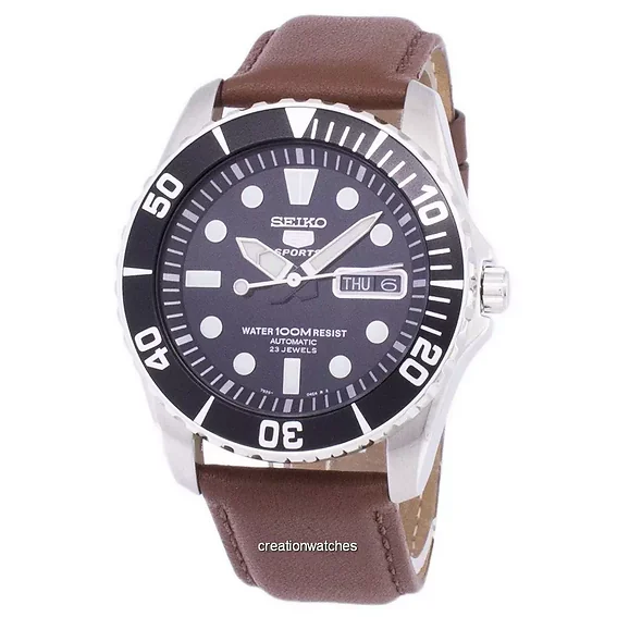 Seiko 5 Sports Automatic Ratio Brown Leather SNZF17K1-var-LS12 Men's Watch