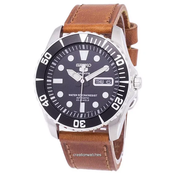 Seiko 5 Sports Automatic Ratio Brown Leather SNZF17K1-var-LS9 Men's Watch