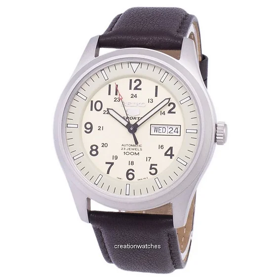Seiko 5 Sports Automatic Ratio Dark Brown Leather SNZG07K1-LS11 Men's Watch