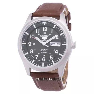 Seiko 5 Sport Automatic Japan Made Ratio Braun Leder SNZG09J1-LS12 Herrenuhr