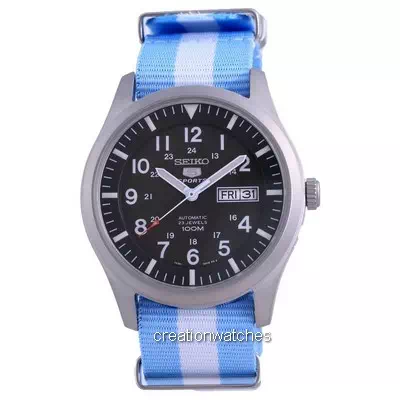Seiko 5 Sports Military Automatic Polyester SNZG09K1-var-NATO24 100M Men's Watch