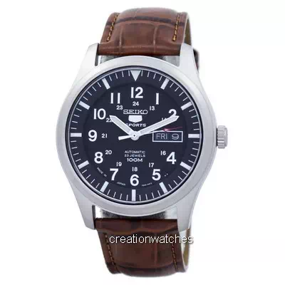 Seiko 5 Sport Automatic Japan Made Ratio Braun Leder SNZG15J1-LS7 Herrenuhr
