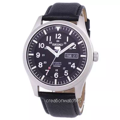 Seiko 5 Sports Automatic Black Leather SNZG15K1-var-LS10 100M Men's Watch