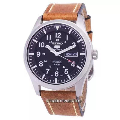 Seiko 5 Sports SNZG15K1-var-LS17 Automatic Brown Leather Strap Men's Watch