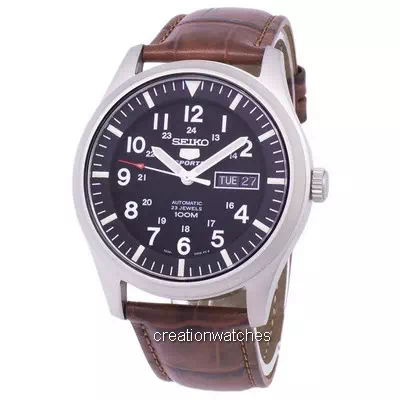 Seiko 5 Sports Automatic Brown Leather SNZG15K1-var-LS7 100M Men's Watch