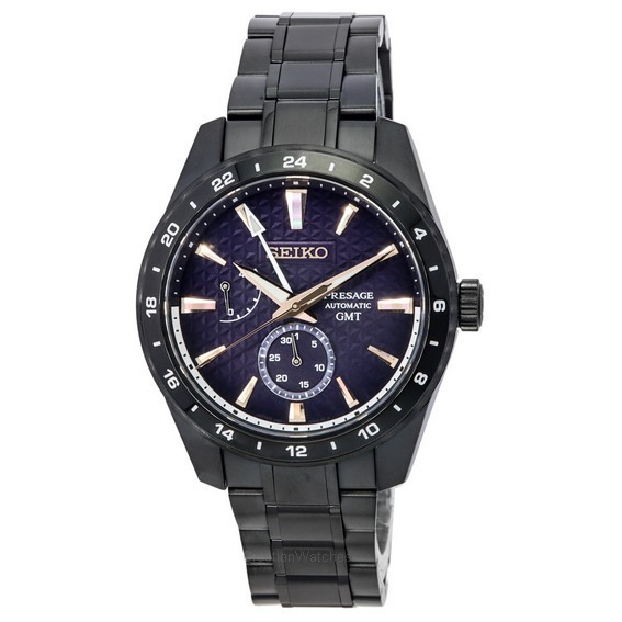 セイコー プレザージュ アケボノ シャープ エッジ シリーズ GMT 限定版 ブルー ダイヤル オートマチック SPB361J1 100M メンズ腕時計