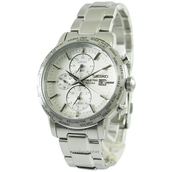 Seiko Alarm Chronograph World Time SPL047 SPL047P1 SPL047P Men's Watch