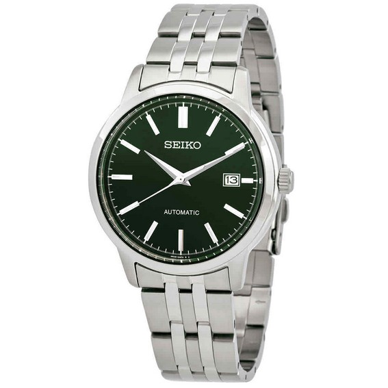 Seiko Descubra mais relógio masculino de aço inoxidável com mostrador verde 23 joias automático SRPH89K1 100M