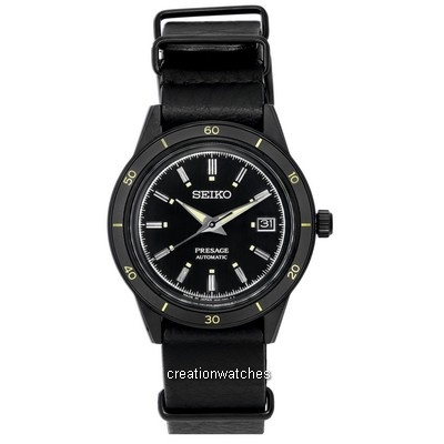 Reloj Seiko Presage Style60s con esfera negra automático SRPH95 SRPH95J1 SRPH95J para hombre