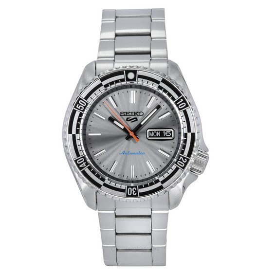 Relógio masculino Seiko 5 Sports SKX estilo edição especial em aço inoxidável com mostrador prateado automático SRPK09K1 100M
