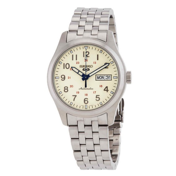 Seiko 5 Sports Laurel 110 週年限量版米色錶盤自動 SRPK41K1 100M 男士手錶帶額外錶帶