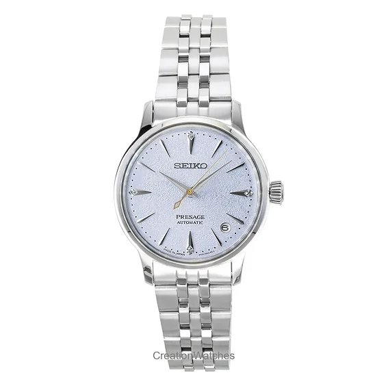Seiko Presage Cocktail Diamond Accents Stainless Steel Light Blue Dial Automatic SRPL61J1 Women's Watch