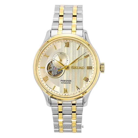 Seiko Presage Japanese Garden Two Tone Stainless Steel Gold Dial Automatic SSA464J1 Men's Watch