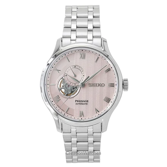 Seiko Presage Japanese Garden Stainless Steel Pale Pink Dial Automatic SSA465J1 Men's Watch