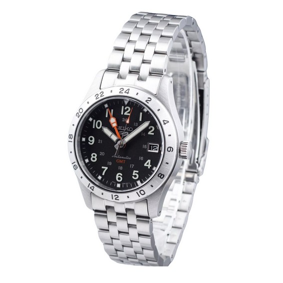 Relógio masculino Seiko 5 Sports GMT Field Series em aço inoxidável com mostrador preto automático SSK023K1 100