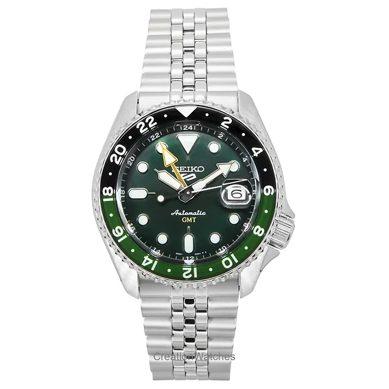 セイコー 5 スポーツ SKX GMT ステンレススチール グリーン ダイヤル 