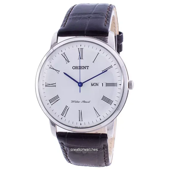 Orient White Dial Black Leather Quartz SUG1R009W6 Men's Watch