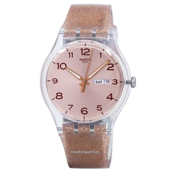 Swatch Originals Pink Glistar Quartz SUOK703 Unisex Watch