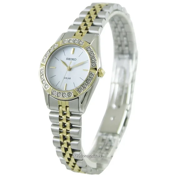 Seiko Solar Two Tone Swarovski Crystals SUP094P1 SUP094P Women's Watch