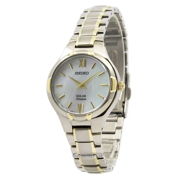 Seiko Solar Titanium Mother Of Pearl Dial SUP280 SUP280P1 SUP280P Women's Watch