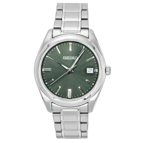 Seiko Stainless Steel Green Dial Quartz SUR527P1 100M Men's Watch