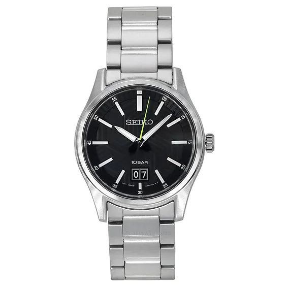Seiko Orologio Uomo Al Quarzo Con Cinturino In Acciaio Inox, Cassa Placcata Oro, Vetro Hardlex, Impermeabile 10 Bar (100 M)