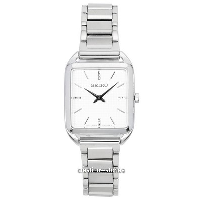 Relógio feminino Seiko aço inoxidável com mostrador branco quartzo SWR073 SWR073P1 SWR073P