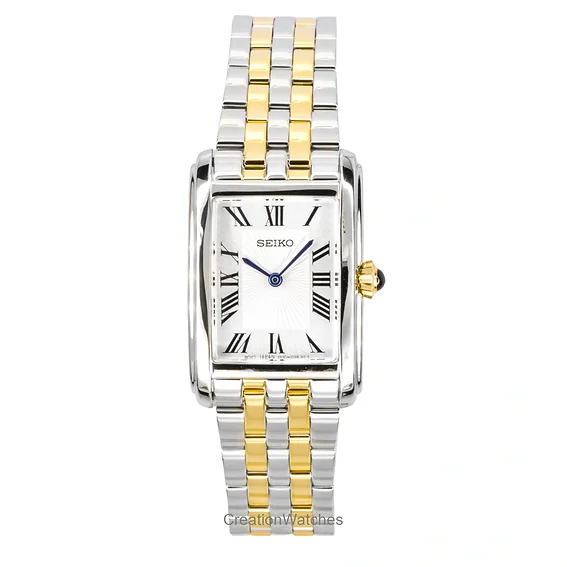 Seiko Two Tone Stainless Steel Silver Dial Quartz SWR087P1 Women's Watch