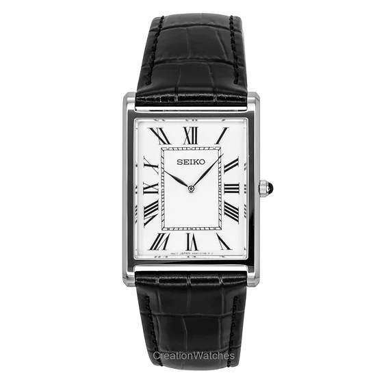 Seiko Conceptual Leather Strap White Dial Quartz SWR103P1 Men's Watch