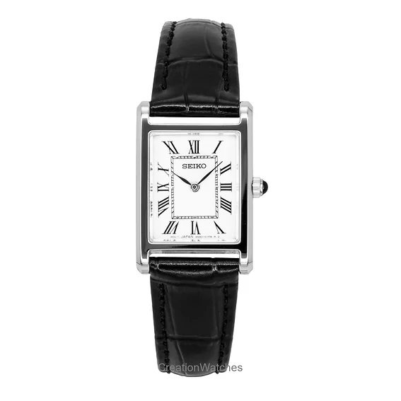 Seiko Classic Leather Strap White Dial Quartz SWR107P1 Women's Watch