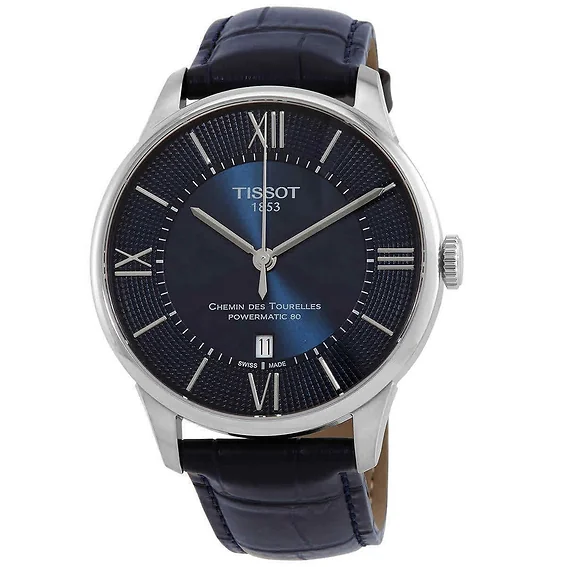 Tissot T-Classic Powermatic 80 Chemin Des Tourelles Blue Dial Automatic T099.407.16.048.00 T0994071604800 Men's Watch