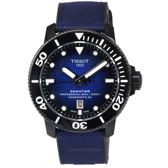 Relógio masculino Tissot T-Sport Seastar 2000 Professional Powermatic 80 Diver T120.607.37.041.00 T1206073704100 600M