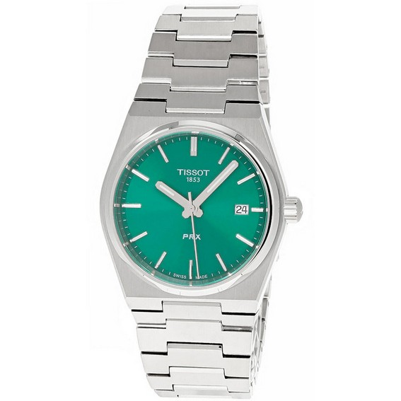 Reloj unisex Tissot PRX T-Classic de acero inoxidable con esfera verde y cuarzo T137.210.11.081.00 100M
