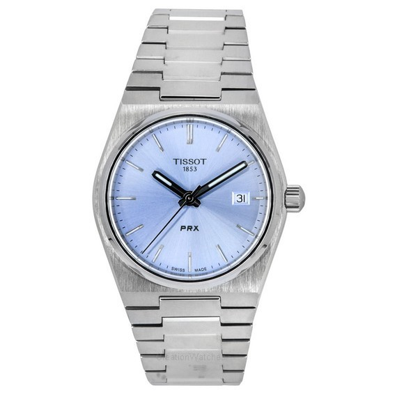 Đồng hồ Tissot T-Classic PRX Mặt đồng hồ thạch anh màu xanh nhạt bằng thép không gỉ T137.210.11.351.00 100M Unisex