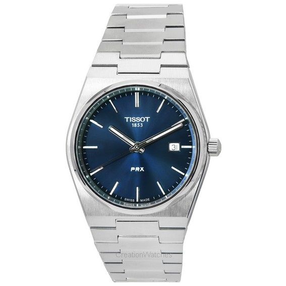 Tissot PRX T-Classic Aço Inoxidável Mostrador Azul Quartzo T137.410.11.041.00 T1374101104100 100M Relógio Masculino