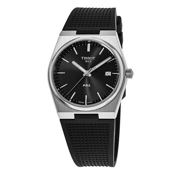 Tissot T-Classic PRX Кварцевые часы с черным циферблатом и каучуковым ремешком T137.410.17.051.00 100M Мужские часы