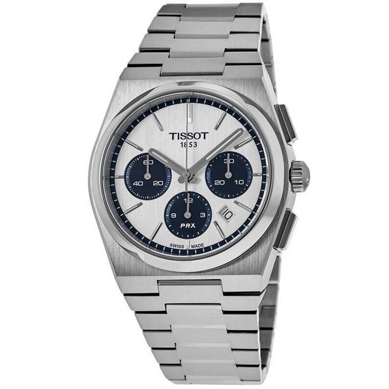 Montre Tissot PRX T-Classic chronographe cadran blanc automatique T137.427.11.011.01 100M pour homme