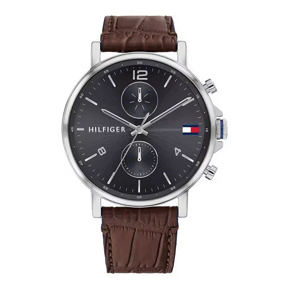 Tommy Hilfiger Daniel Grey Dial Leather Strap Quartz 1710416 Men's Watch