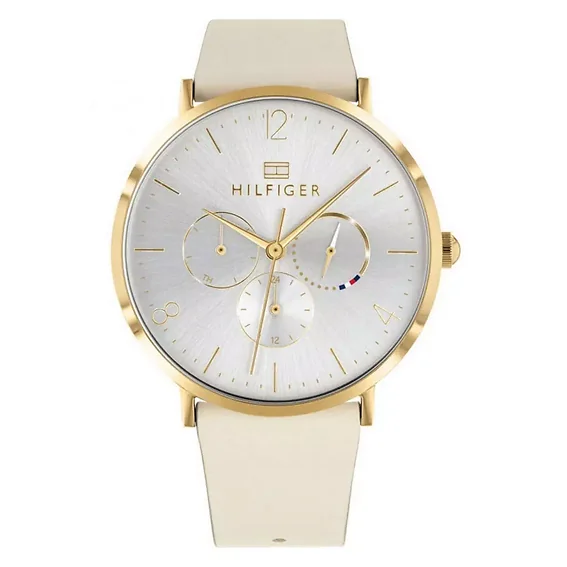 Tommy Hilfiger Jenna Silver Dial Leather Strap Quartz 1782035 Women's Watch