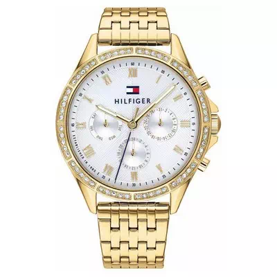 Tommy Hilfiger Ari Crystal Accents Gold Tone Stainless Steel Quartz 1782142 Women's Watch