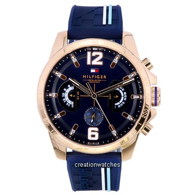 Tommy Hilfiger Decker Herren-Armbanduhr mit blauem Zifferblatt und Quarz 1791474