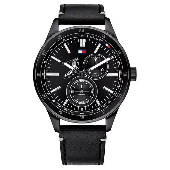 Tommy Hilfiger Austin Black Dial Leather Strap Quartz 1791638 Men's Watch