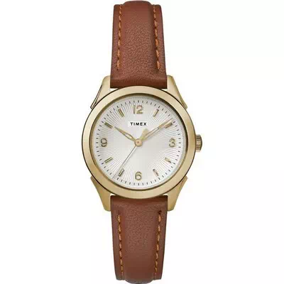 Timex Torrington Silver Dial Leather Strap Quartz TW2R91100 Women's Watch