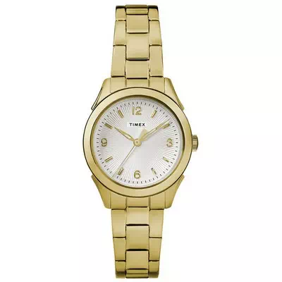 Relógio feminino Timex Torrington com mostrador branco tom dourado em aço inoxidável quartzo TW2R91400