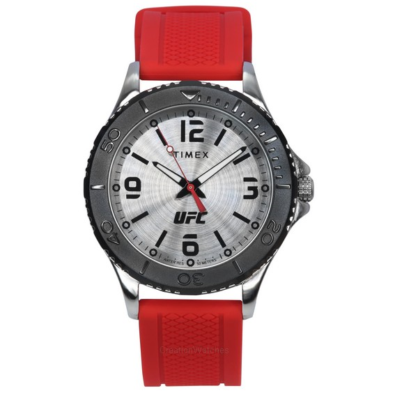 Relógio masculino Timex UFC Gamer com pulseira de silicone e mostrador prateado quartzo TW2V58200