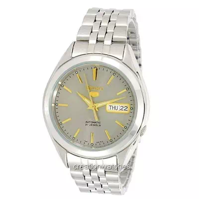 Relógio masculino Seiko 5 cinza com discagem recondicionado 21 joias automático SNKL19 SNKL19K1 SNKL19K